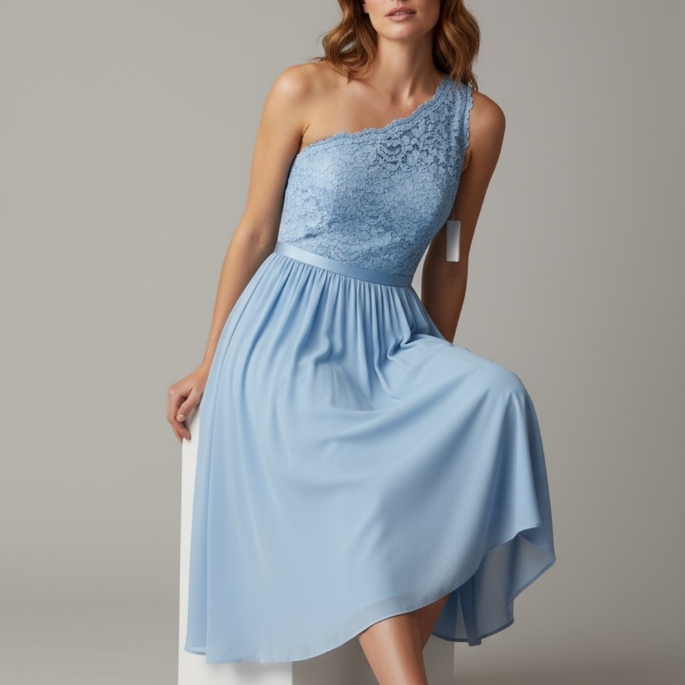 NWT David's Bridal One Shoulder Lace Bridesmaid/Formal Dress - Size 6